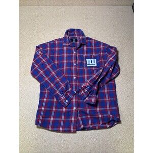 New York Giants Wordmark Long Sleeve Flannel Shirt by Klew size S H3